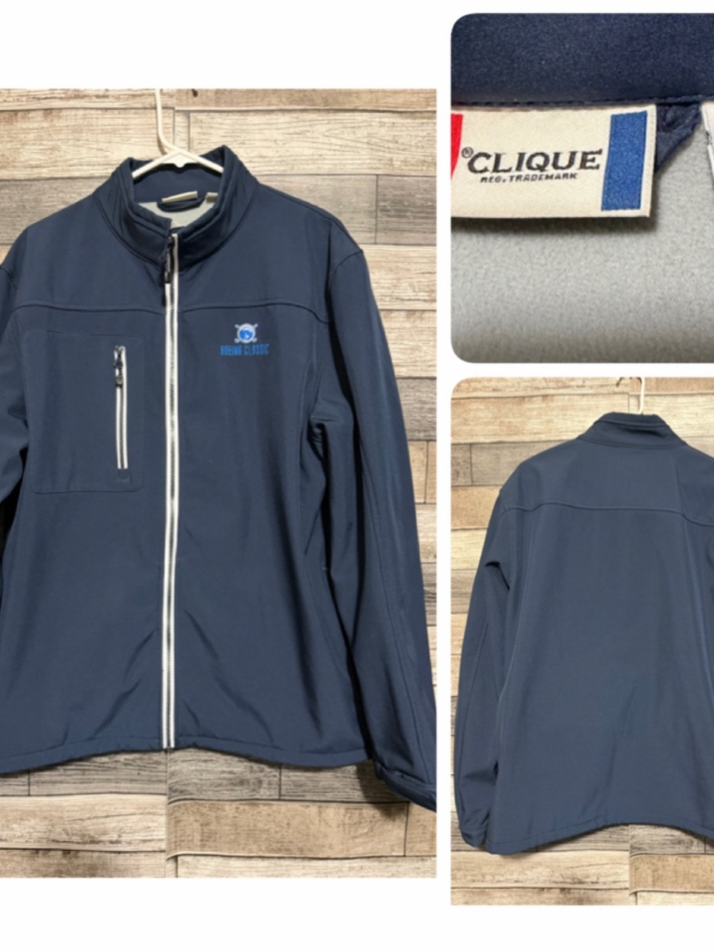 Clique Boeing Classic Golf Softshell Fleece Jacket Men’s L Navy Blue Full Zip